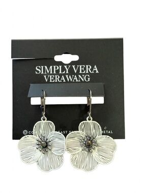 Simply Vera Vera Wang Cream Floral Dangle Earrings with Metallic Accents